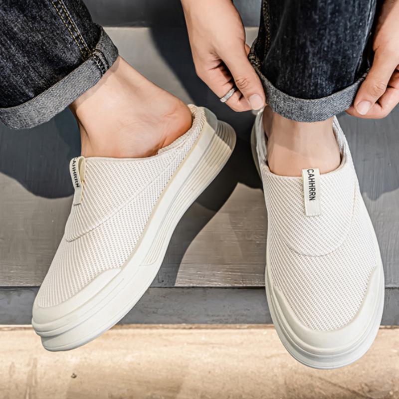 Flat-soled Versatile Fashionable and Simple Men's Casual Sneakers Solid Color Casual Breathable Lazy Men's Shoes