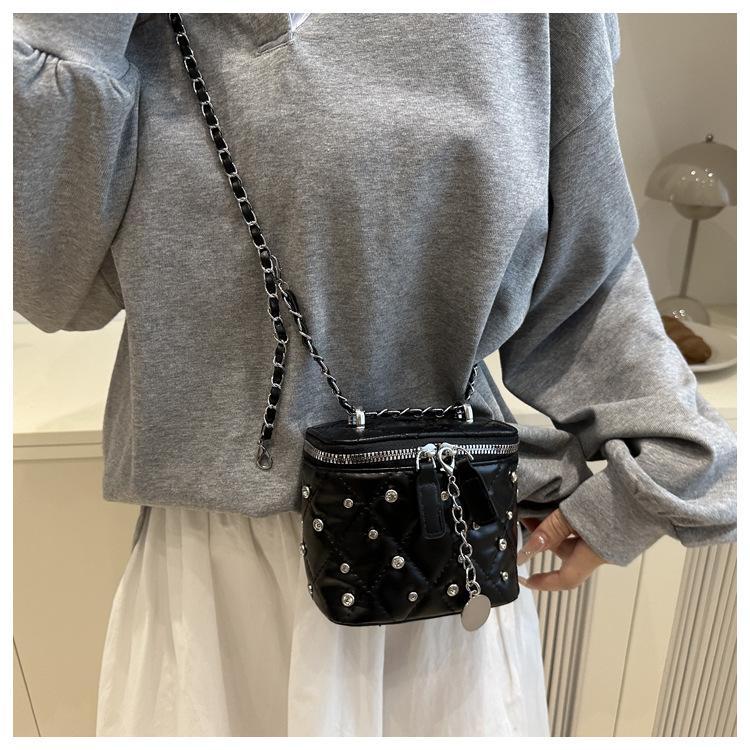New Fashion Mini Quilted Box Bag for Women Diamond Stitch Faux Leather Chain Shoulder Crossbody Purse