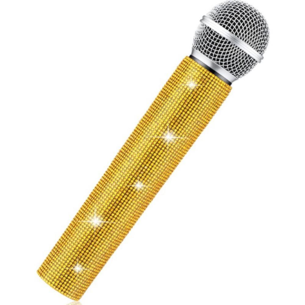 Wireless Microphone Rhinestones Microphone Cover Gold Silver Mic Handle Sleeve Stage Party