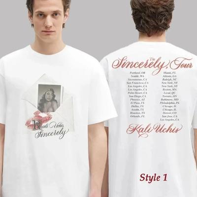 New 2026 Kali Uchis The Sincerely Tour Tee Two Sided Date Back Unisex Tee GIFT High-end Luxury Is for Both Men and Women Top Y2k