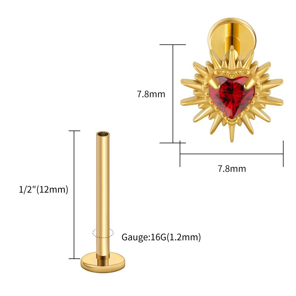 

Right Grand ASTM F136 Titanium Heartbreak Flat Back Labret Stud 16G Heart CZ Cartilage Earring Helix Tragus Piercing Jewelry Heart&Labret, Lip Piercing Jewelry&Body