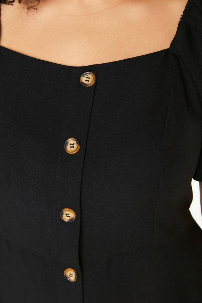 Women's Style Plus Size Black Woven Button-Front Dress