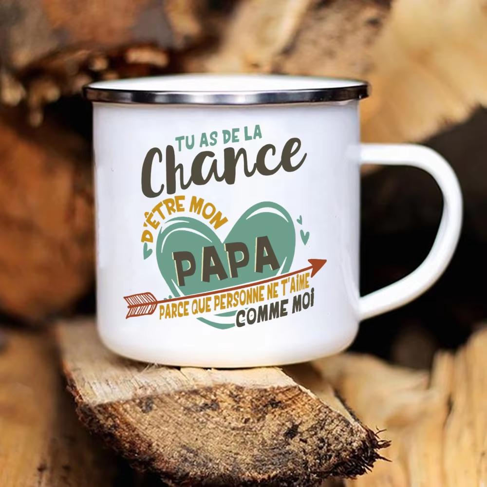 Best Dad In The World French Print Enamel Mug Outdoor Water Cup Drink Milk Coffee Cups Camping Mug Festive Birthday Gift for Dad