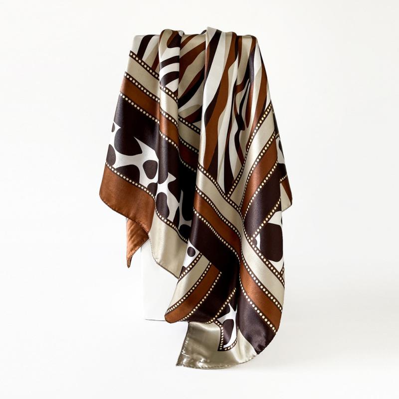 

Модный шелковый шарф с леопардовым принтом 90 см, женский новый большой квадратный шарф, тюрбан, шарф с принтом, атлас 90*90cm