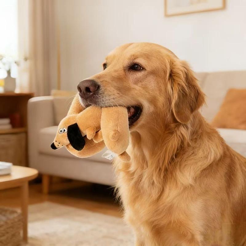 Quietschendes Plüsch-Hundespielzeug Wurst Welpen Kauspielzeug Weich Langlebig Interaktiv Haustierspielzeug Zahnen Reinigung Biss Hundekauspielzeug