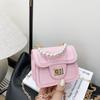 Pure Button Pearl Colour Handheld Kid Trendy Stitching Shoulder Small Bag Square