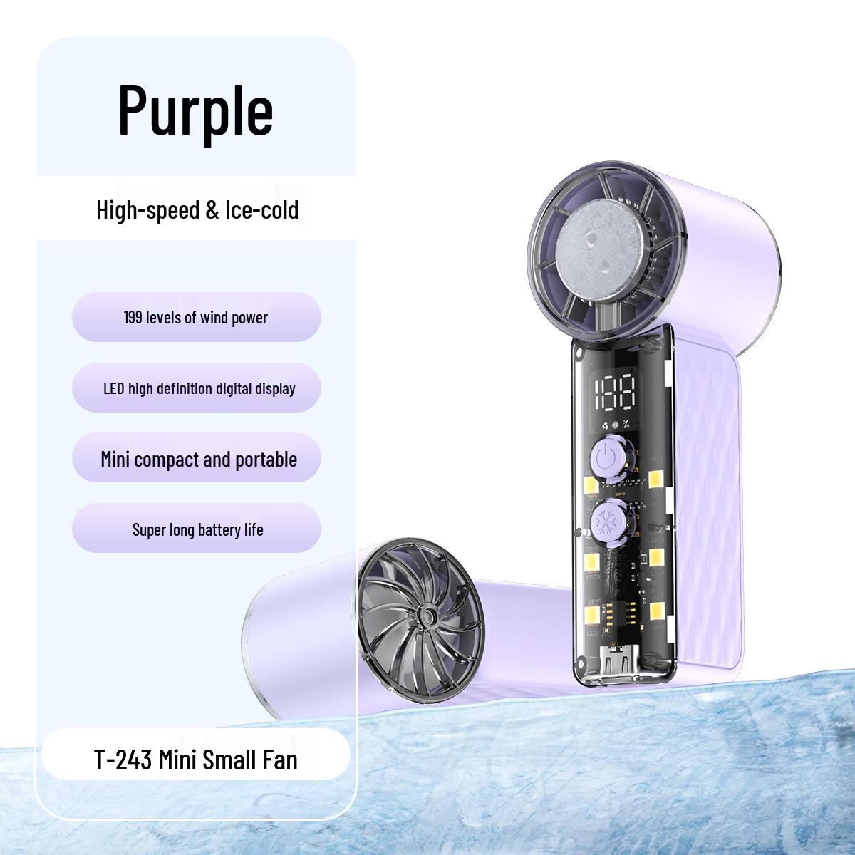 New T243 Ultra-Long Battery Handheld Cooling Fan with Digital Display 106*24*46 mm