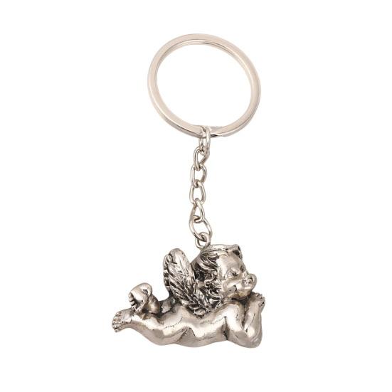 Angel Keychain, 3D Relief Little Angel Key Ring, Zinc Alloy Cherub Keychain Holder for Men Women, Retro Bag Backpack Charm Key Accessory A