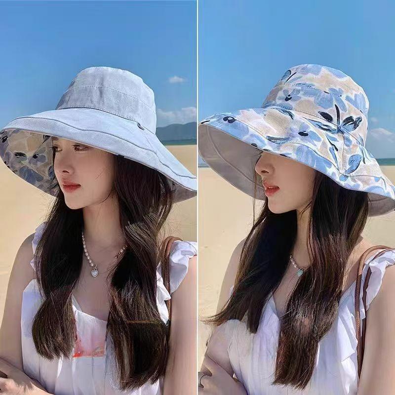 New Women's Summer Double-sided Large Brim Sun Hat Temperament Versatile Sun Protection Hat Face Protection UV Sun Hat