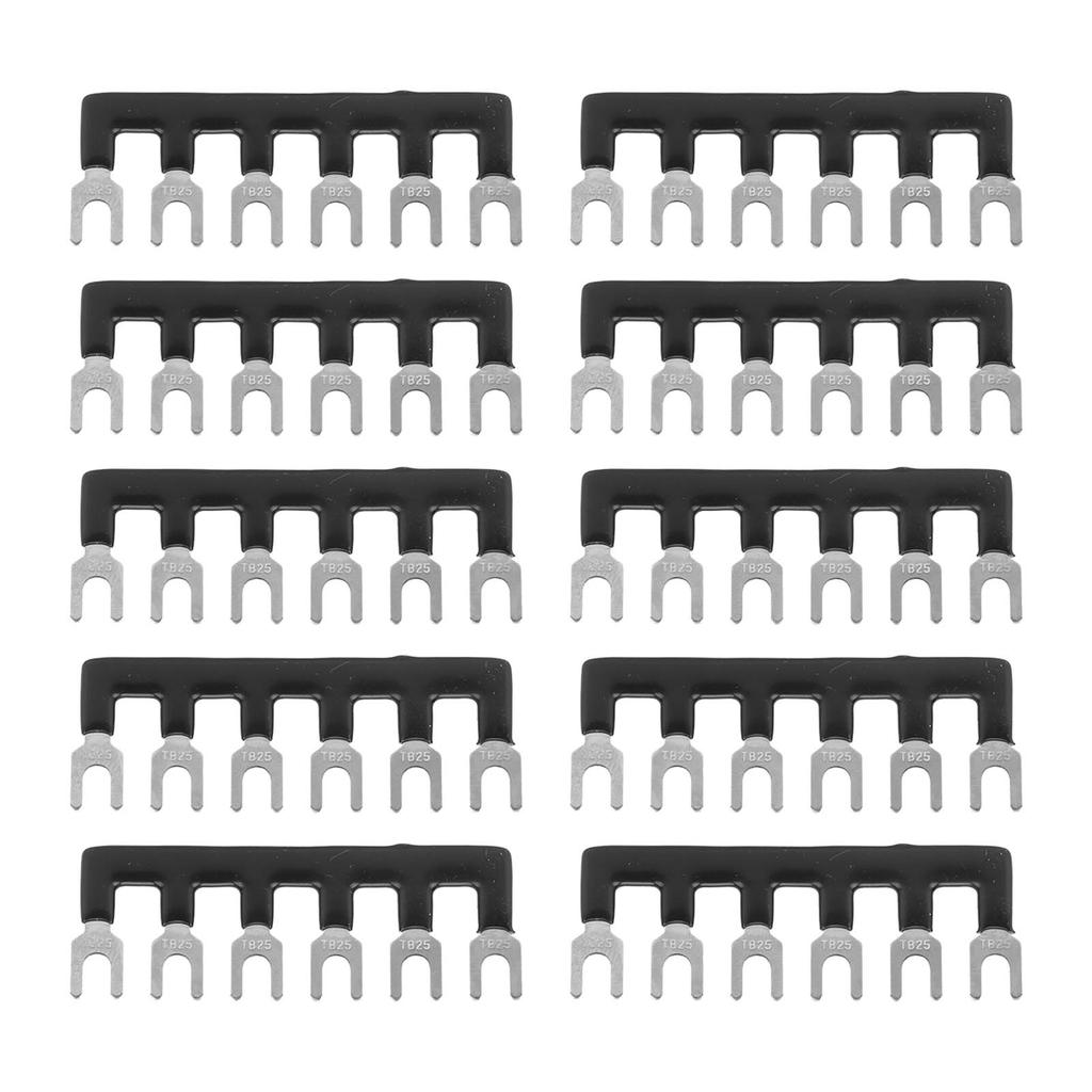 10Pcs Terminal Strip 400V 25A Red Copper Flame Retardant PVC Fork Type Terminal Blocks for Appliance Industry Power TB