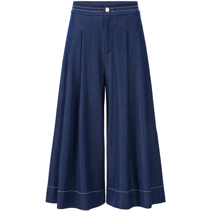 

Giovanni Valentino Women s Wide-Leg High-Waist Denim Capri Pants L