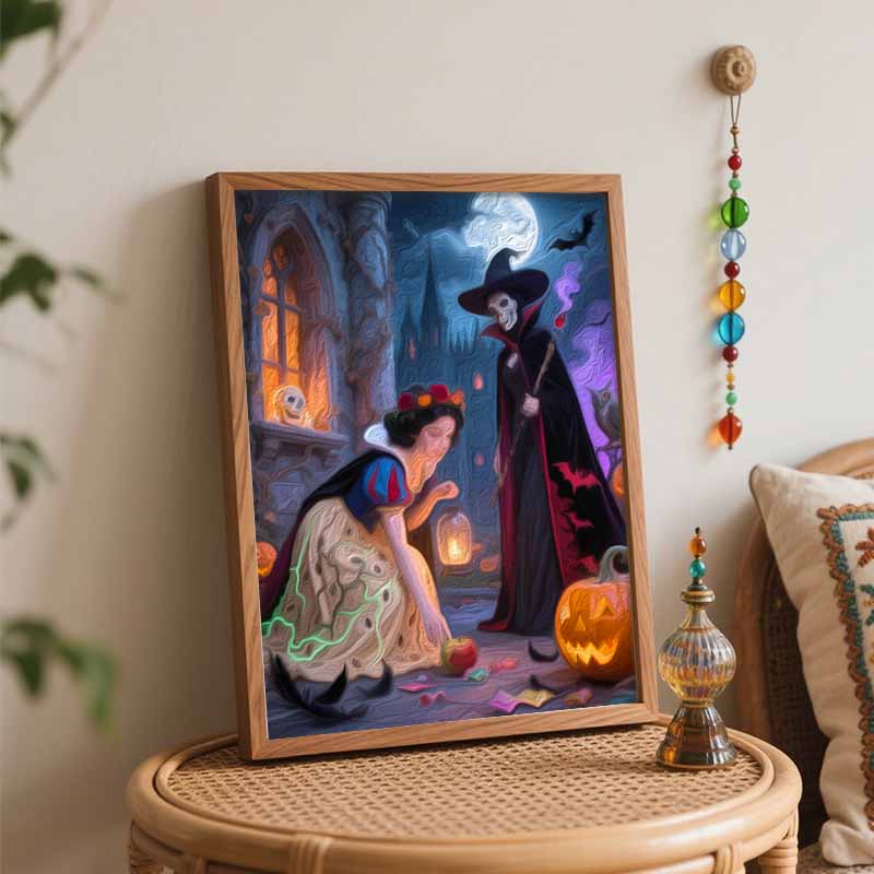 Disney Snow White Autumn Pumpkin Lantern Oil Paint by Numbers Painting Kit Hand Painted Home Decor Gift