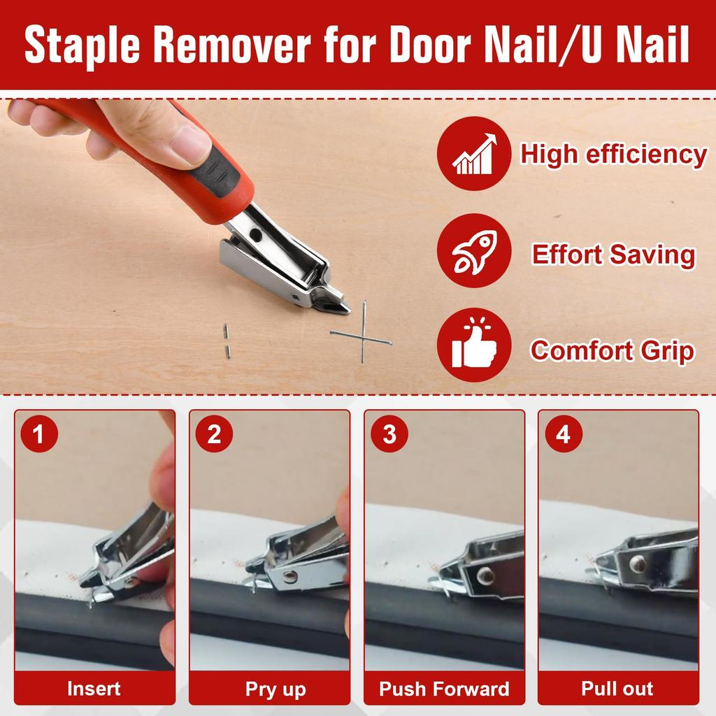 LEONTOOL Handheld Staple Staple End Needle Chrome Vanadium Easy Staple Thumbtack Tacker Nail Ideal for Nails and Door Nails Remover, Cutter, Nippers,