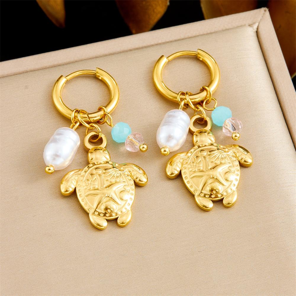 [Fashion Personality Trendy Multi Element Sea Shell Drip Oil Fruit Butterfly Pendant Earrings]