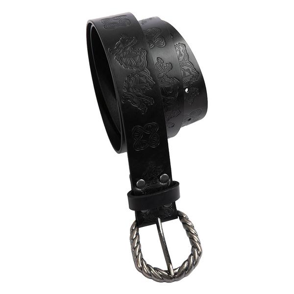 Medieval Full Embossed Wolf Faux Leather Belt Middle Age Renaissance Waist Belt LARP Ren Faire