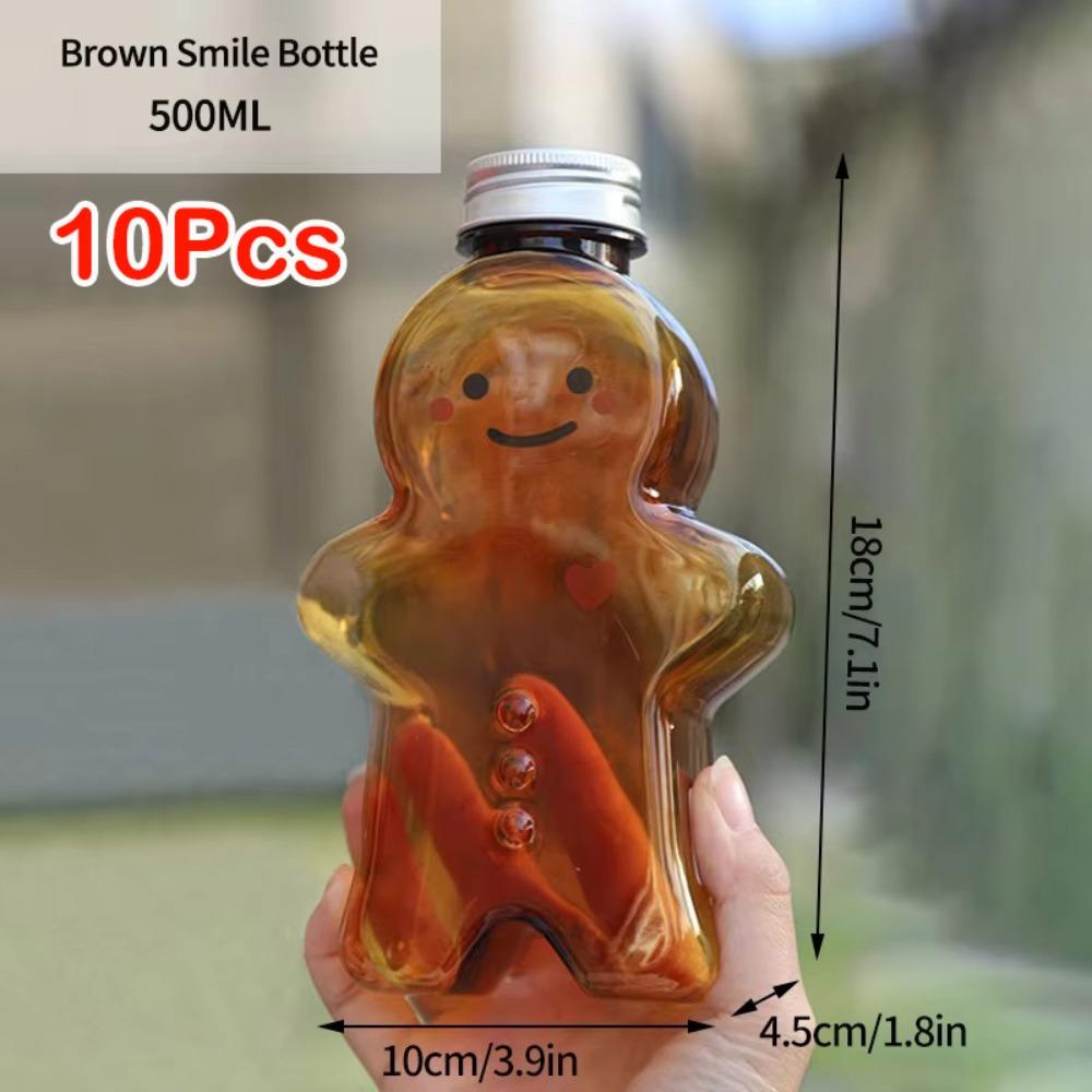 Transparent Gingerbread Bottle Brown Christmas Decoration Candy Juice Coffee Bottle  Child Gift