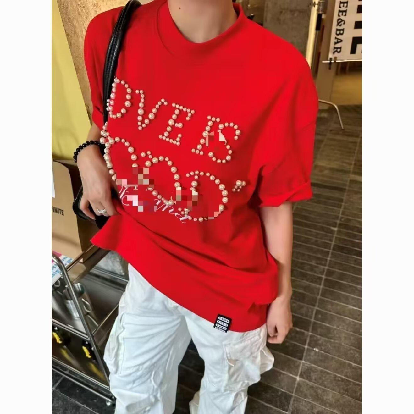 

Стильная свободная летняя футболка с коротким рукавом Small красный