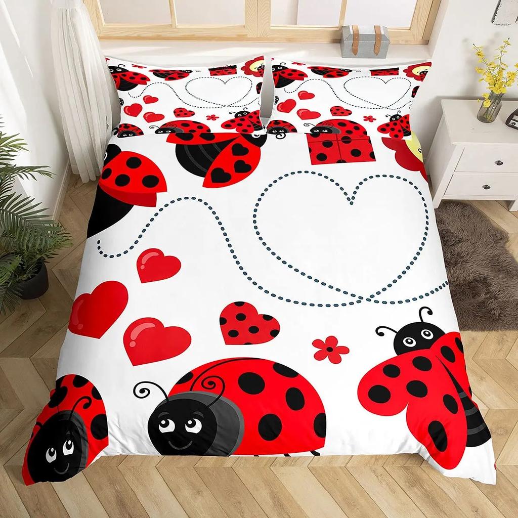 Sada povlaků na peřinu Love QueenSrdcovitý set povlečení Povlak na přikrývku Love HeartPro Dívky a Chlapce Bílý a Černý Povlak na přikrývku Plná velikost