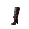 2025 European and American Style Mango Head Wide Tube Thin Pile Over Knee Thin Heel Boots