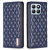 BINFEN COLOR BF Style-16 For Honor X8b 4G Case Stand Magnetic PU Leather Rhombus Grid Phone Cover