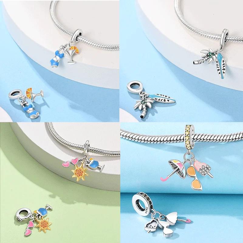 Authentic Copper Summer Coconut Cocktail Wine Coffee Charm Bead Charms Bead Charms Pendant Compatible With Women Bracelets Do It Yourself Jewellery De