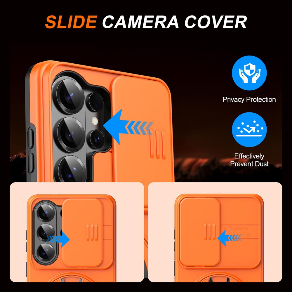 Armor Magnetic Case For Samsung Galaxy S26 S25 S24 Plus S23 Ultra A57 A37 A27 A17 A07 A56 Slide Camera Protect Ring Holder Cover
