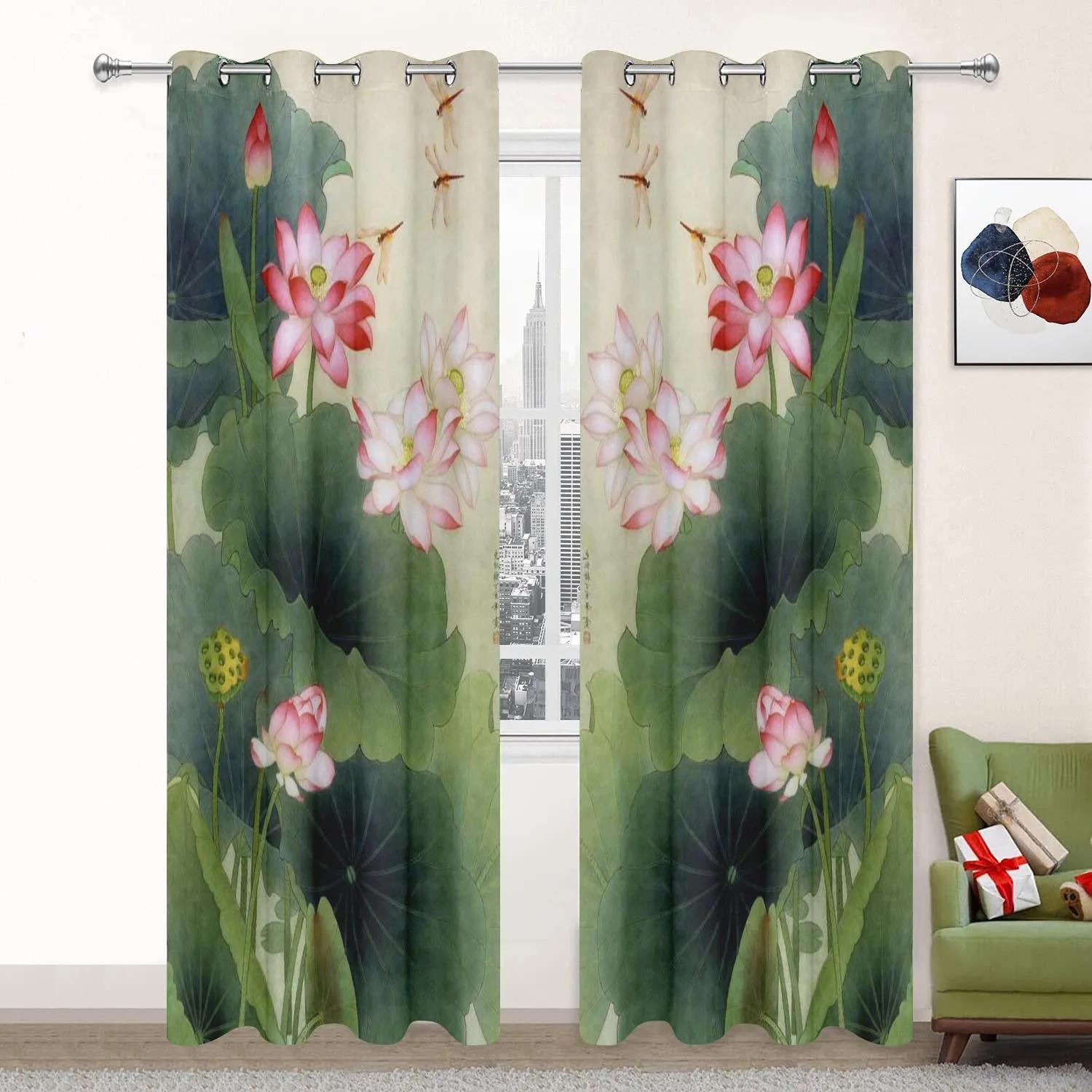 

Шторы Lotus High Shading для гостиной, затемняющие шторы для спальни, эстетичные шторы для спальни, новые W55 X H120cm X 2&Grommet Top