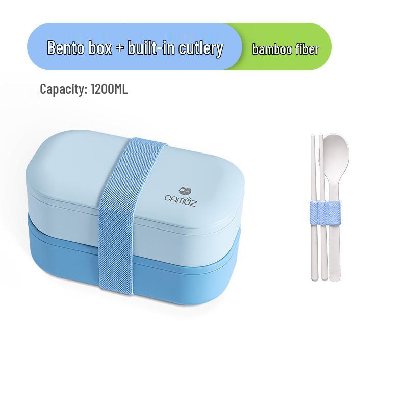 Microwaveable Japanese Double-Layer Bento Box - Portable, Sealed & Divided for Office Workers