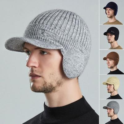 Windproof Knitted Earmuffs Cycling Cap Wool Beanie Hat Fashion Knitted Hat  Winter