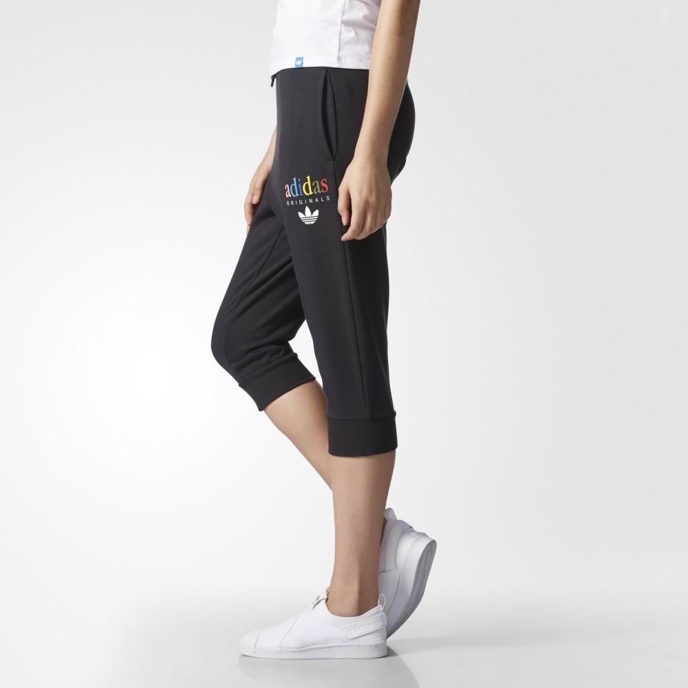 Adidas Originals Trefoil Logo Letter Print Lace-Up Sports Pants Women Pants Black AY6602