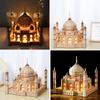 Hallisun 3D Wooden Puzzle Taj Mahal Wooden Model with LED Light India Building Building 3D Puzzle Craft Handicraft DIY Mechanical Assembly Kit for