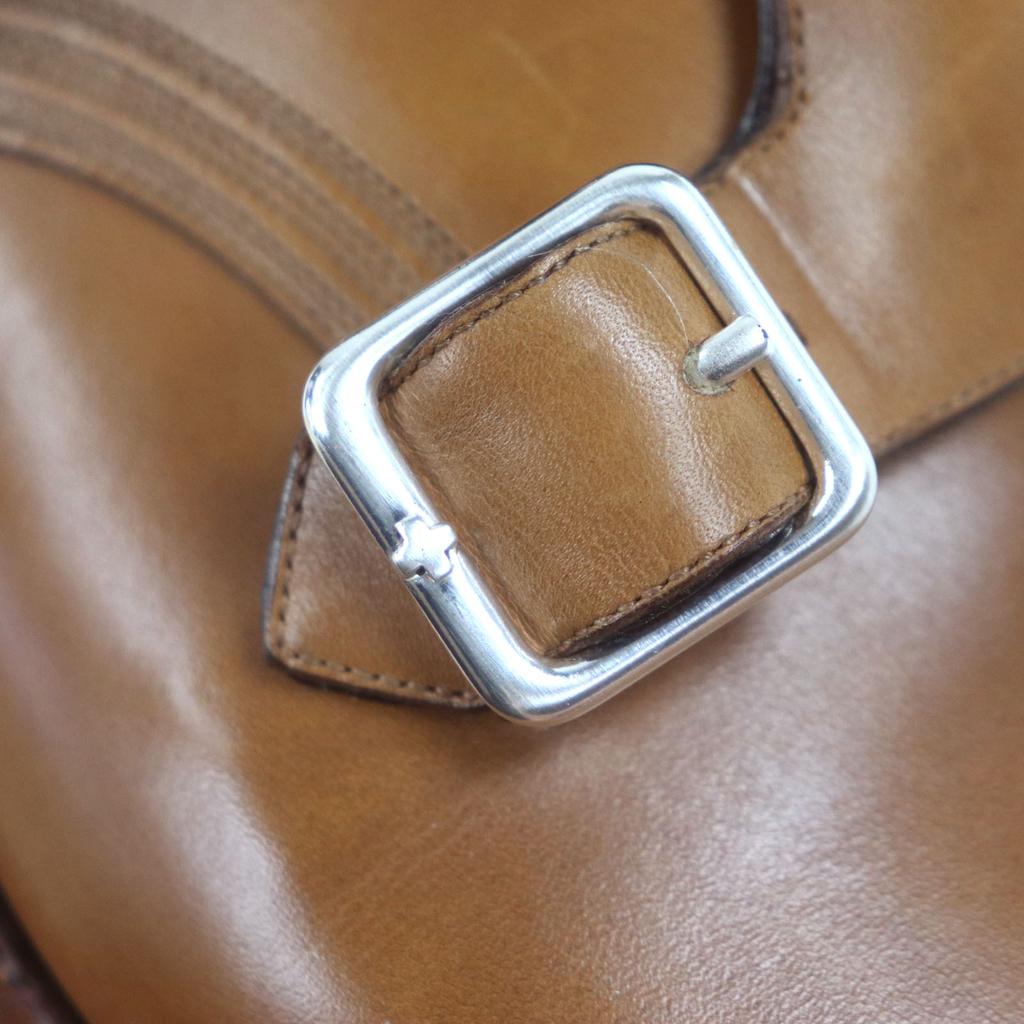 Doskonałe skórzane buty BALLY SCRIBE Double monk strap gładki nosek Brązowe męskie 8 Używane