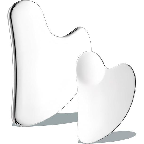 

Stainless Steel Gua Sha Facial Tools Guasha Tool for Face Metal Gua Sha 2PCS (Silver) срібний