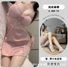 Night cat sexy lingerie robe suspender deep V chest pad with steel rim pajamas women's hot uniform nightdress set