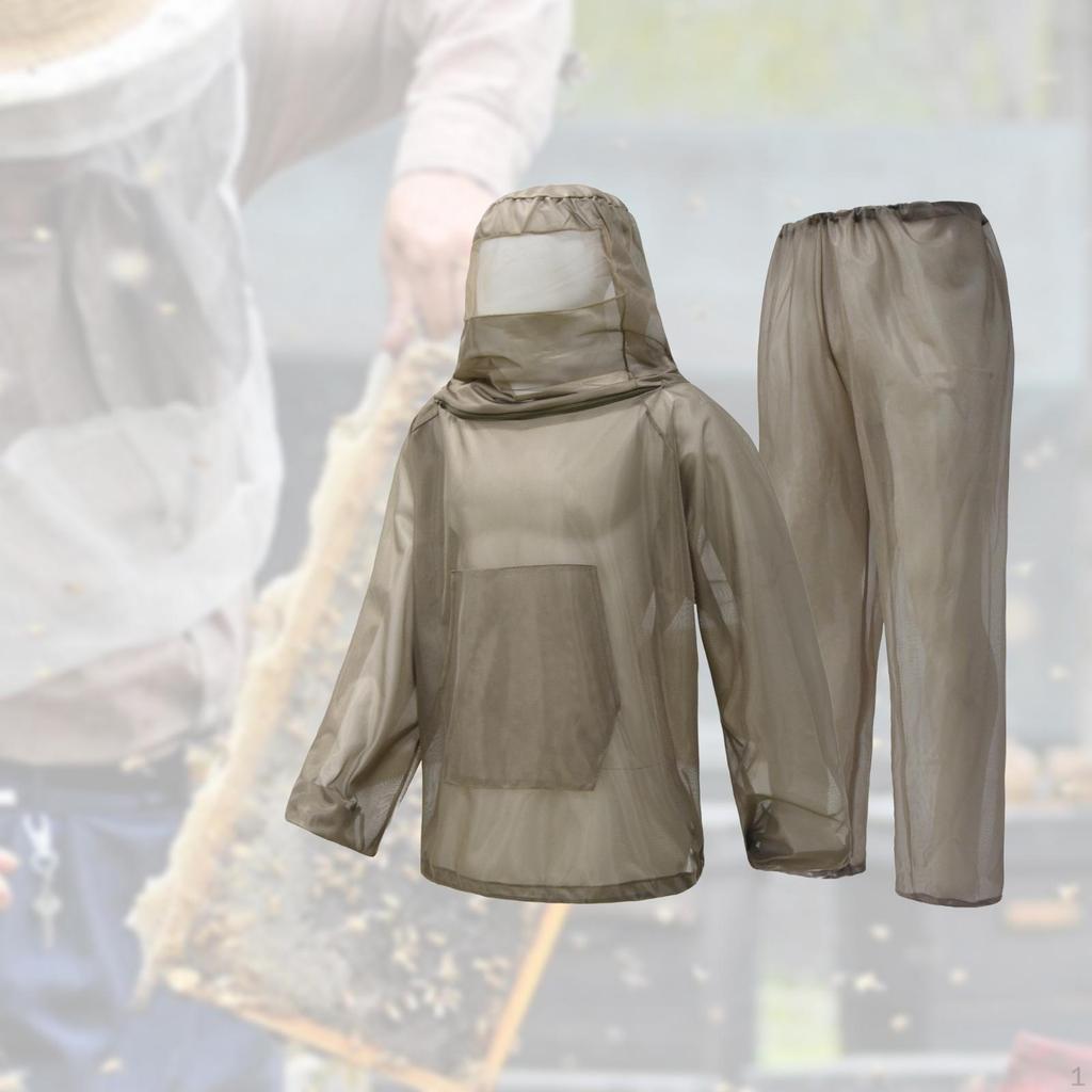 Bee Suit Set Keeper Outfit Zip Ventilated Hood Lightwieght Net Mesh Top and Pants Outdoor