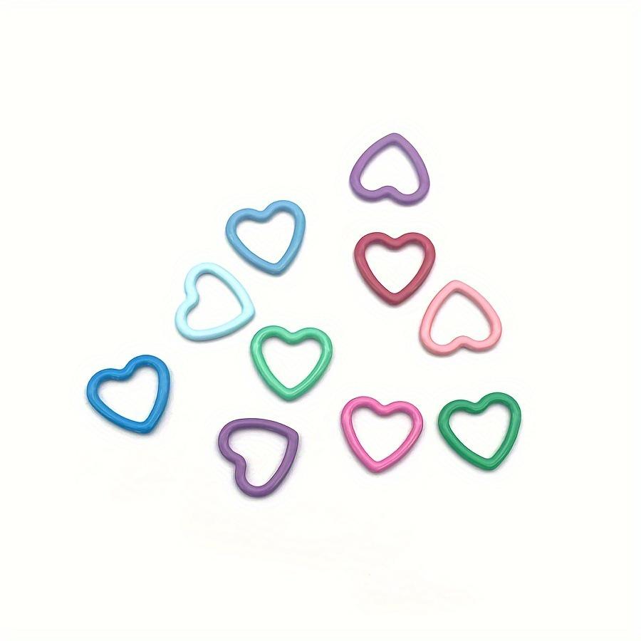 Heart-Shaped Painted Metal Stitch Markers - Handmade DIY Knitting Tools