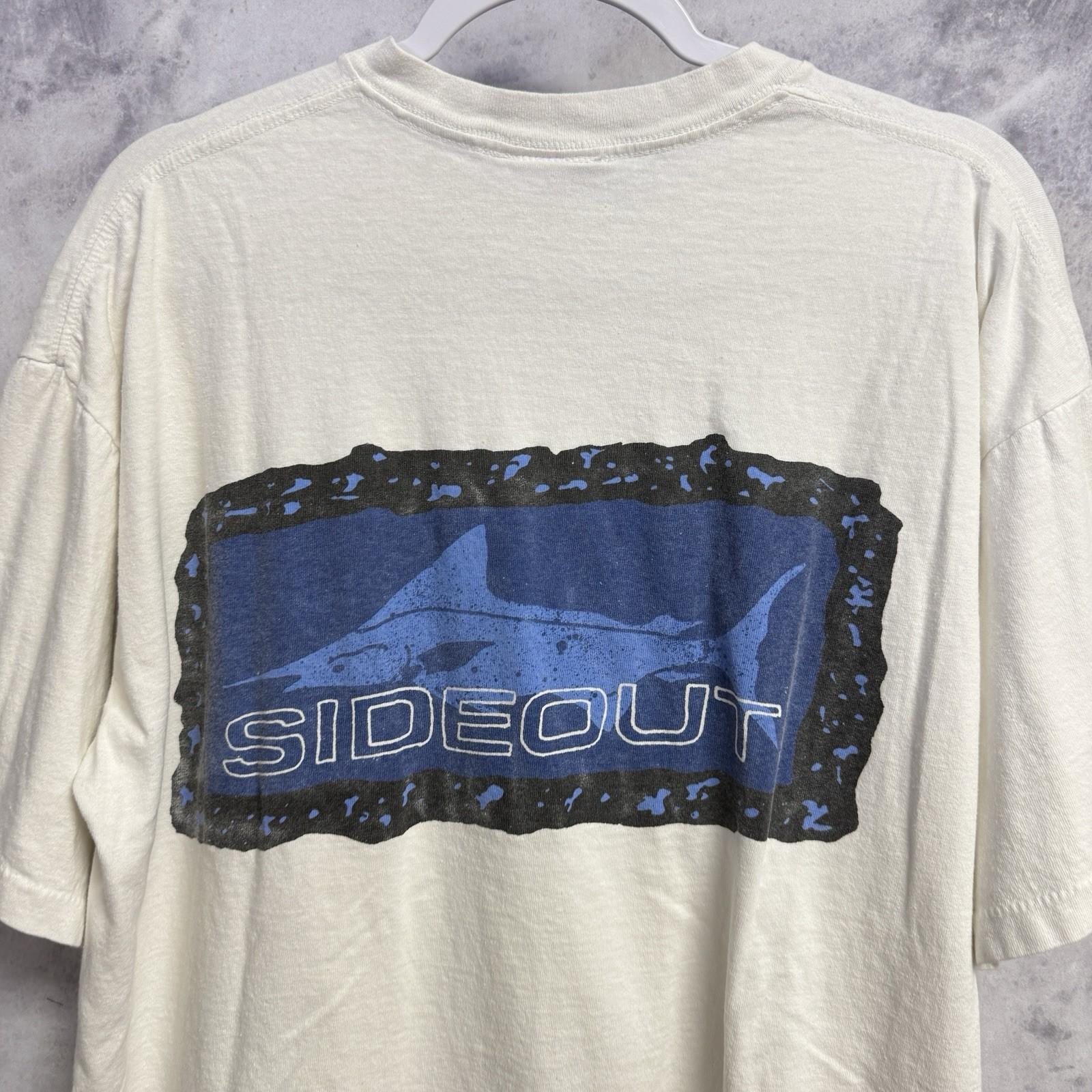 Vintage Sideout Surf T Shirt Mens XL White Short Sleeve Y2K 90s Surfer S