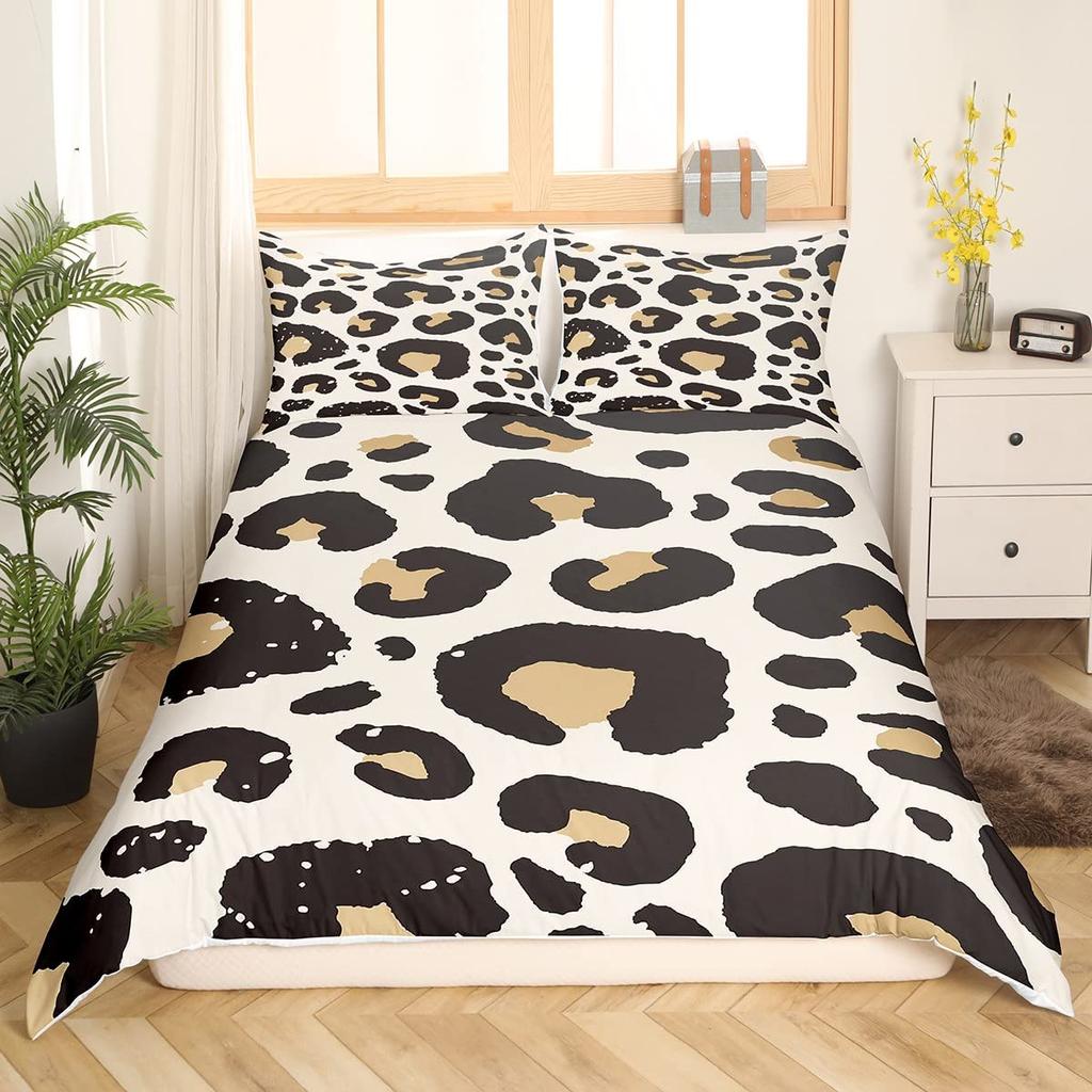 Brown Leopard Cheetah Printed Duvet Cover for Kids Teen Boys Girls Man Women Bedroom Decor Africa Wild Animal Theme Bedding Set