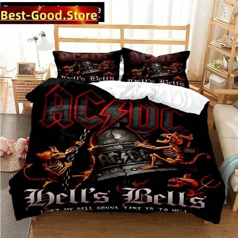 Fashion AC DC Rock Band Bedding Set Printed Bed Set With Pillowcase Bed Duvet Cover Soft Single Double Queen Super King Size