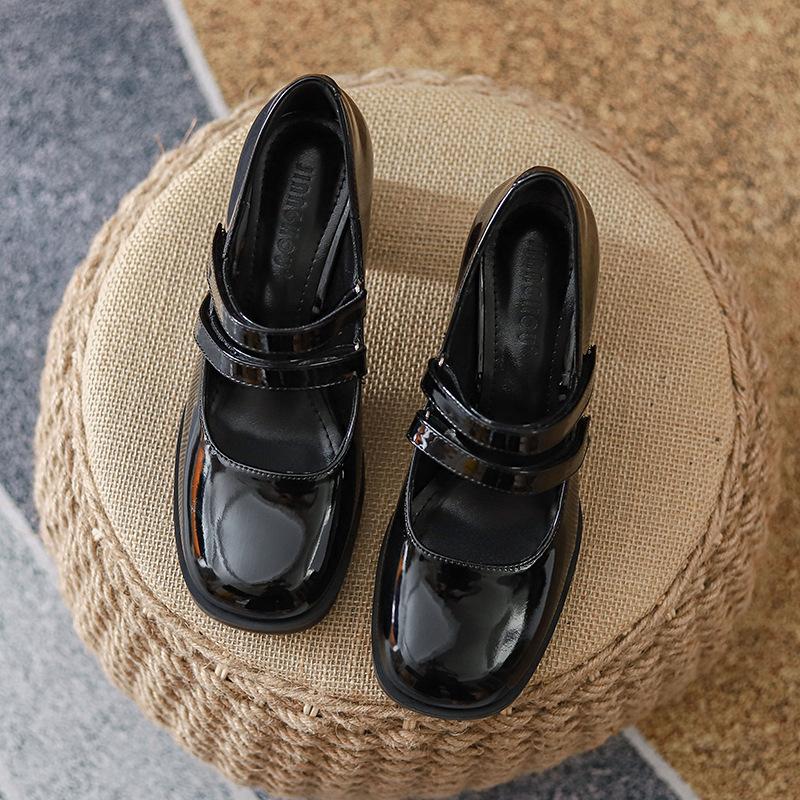 [Limited-time special offer] White round-headed Mary Jane shoes, children's thick heels, light mouth straps, high heels, commuter small leather shoes