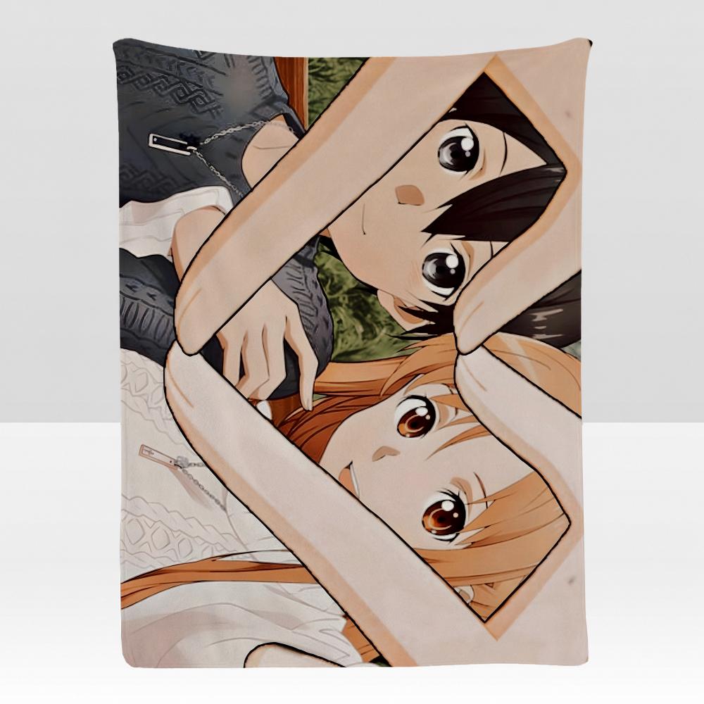 anime VOnline Sword AArt Throw Soft Flannel Blanket for Bed Bedroom Sofa Picnic Throw Skinfriendly Breathable Gift Cover