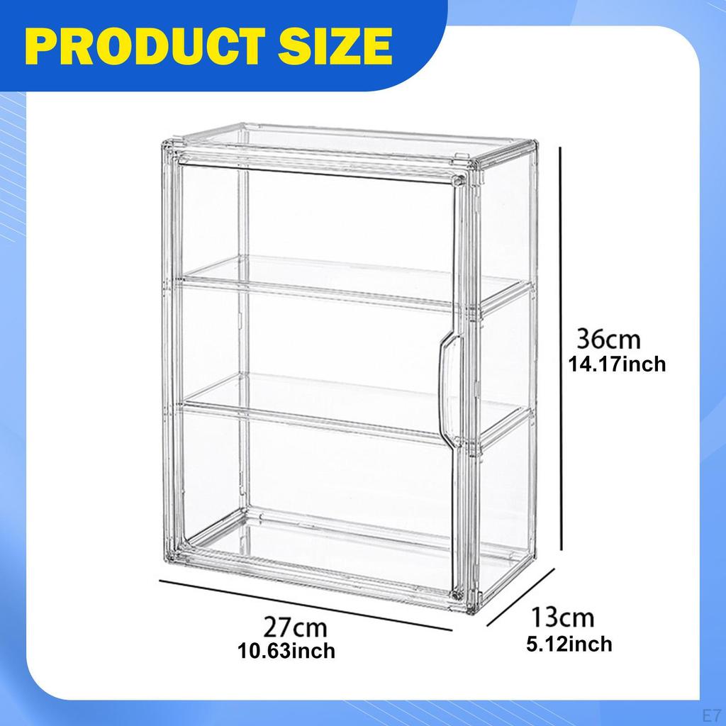 Clear Display Case Shelf Storage Cabinet Stand for Model Car, Miniature Figurines, Dolls