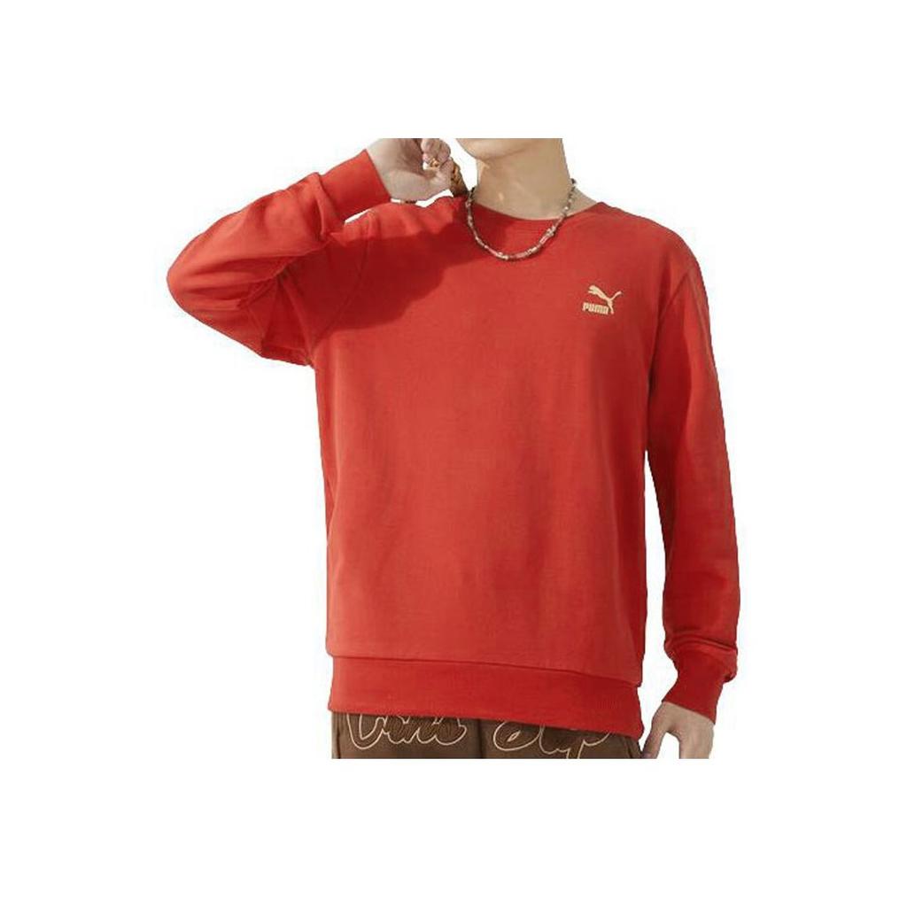 Puma Solid Color Crew Neck Sweatshirt Unisex Tops Red 625825-11