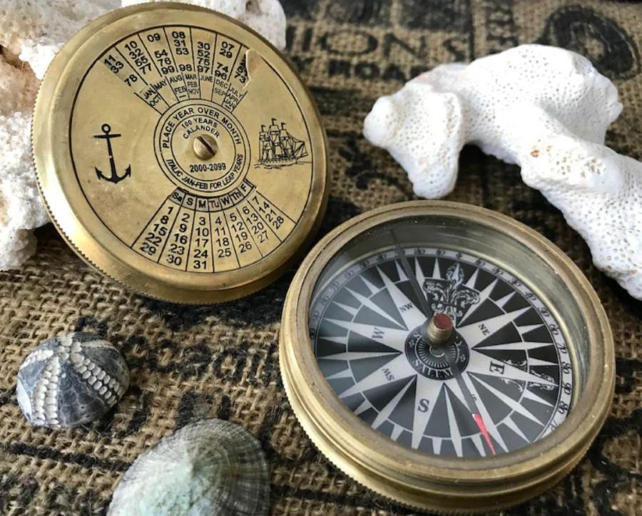 

Винтажный латунный морской компас - диаметр 7 см, морской коллекционный предмет, идеальный подарок для него как