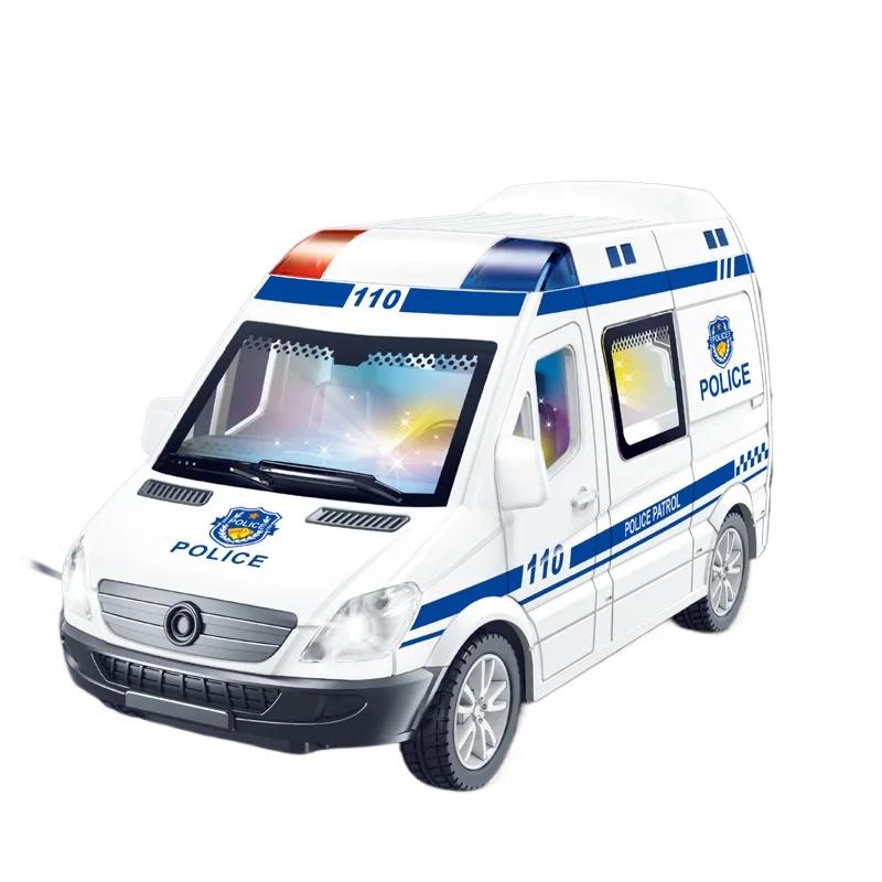 1/32 Scale Mini Car Model Diecast Gifts Ambulance Fire-Truck Policecar Model Sound and Light Vehicle Simulation Collection Toys