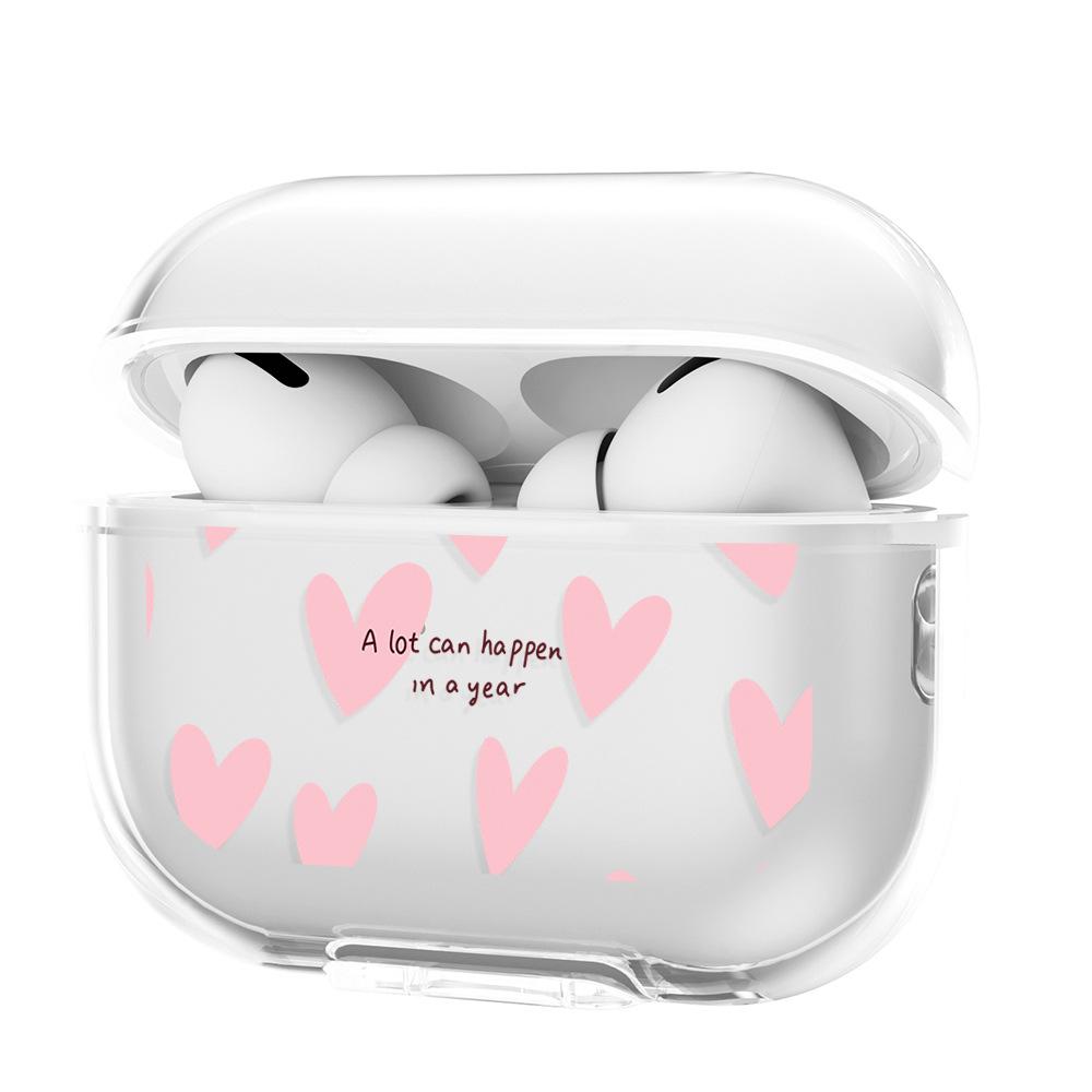 Pink love for AirPodsPro Apple wireless earphone cover TPU soft case Apple 1/2/3 transparent
