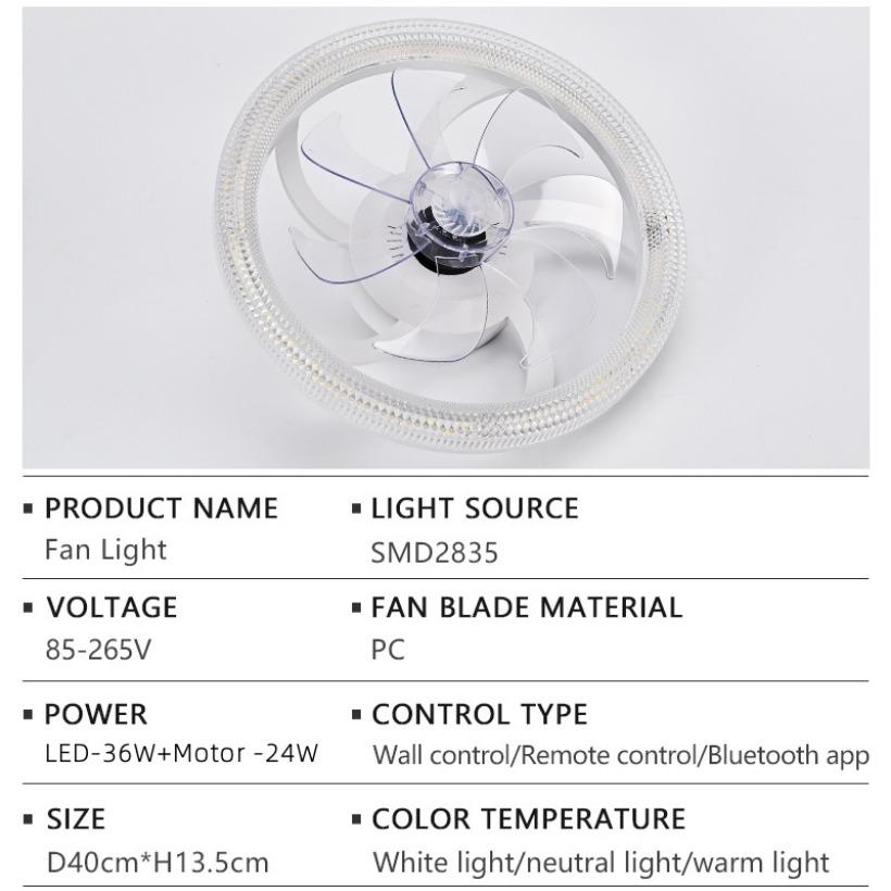 Ventilator LED modern, cu 6 viteze, viteză mare a vântului, cu decibeli reduse, telecomandă, reglare, reglare a luminii, dormitor, sufragerie, bucătărie, ventilator electric de acasă