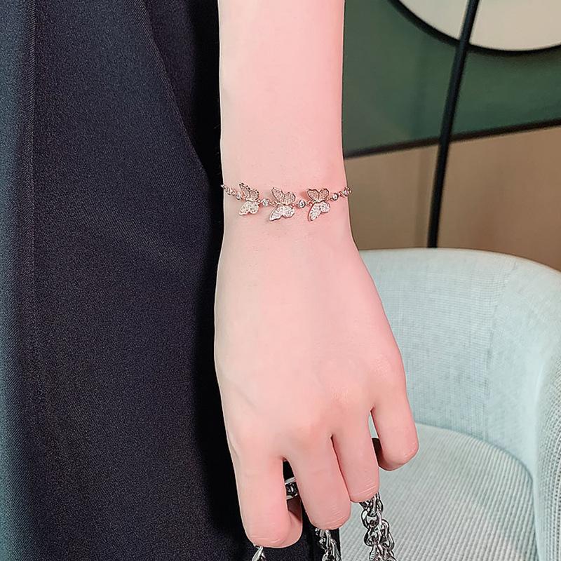 Butterfly Inlaid Zircon Bracelet for Women Adjustable Golden Color Aesthetic Bracelets Temperament Luxury Designer Zircon