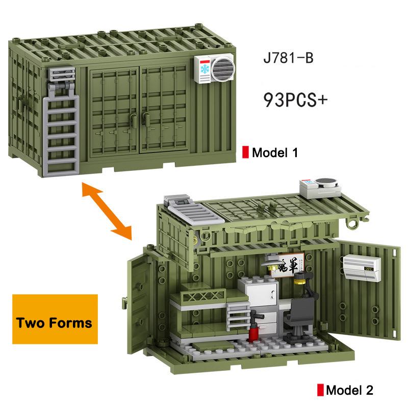 WW2 Military MOC War 2 Container Camp Equipment Warehouse SWAT Scene Cannon Base Model Building Blocks Bricks Children Toys Gift