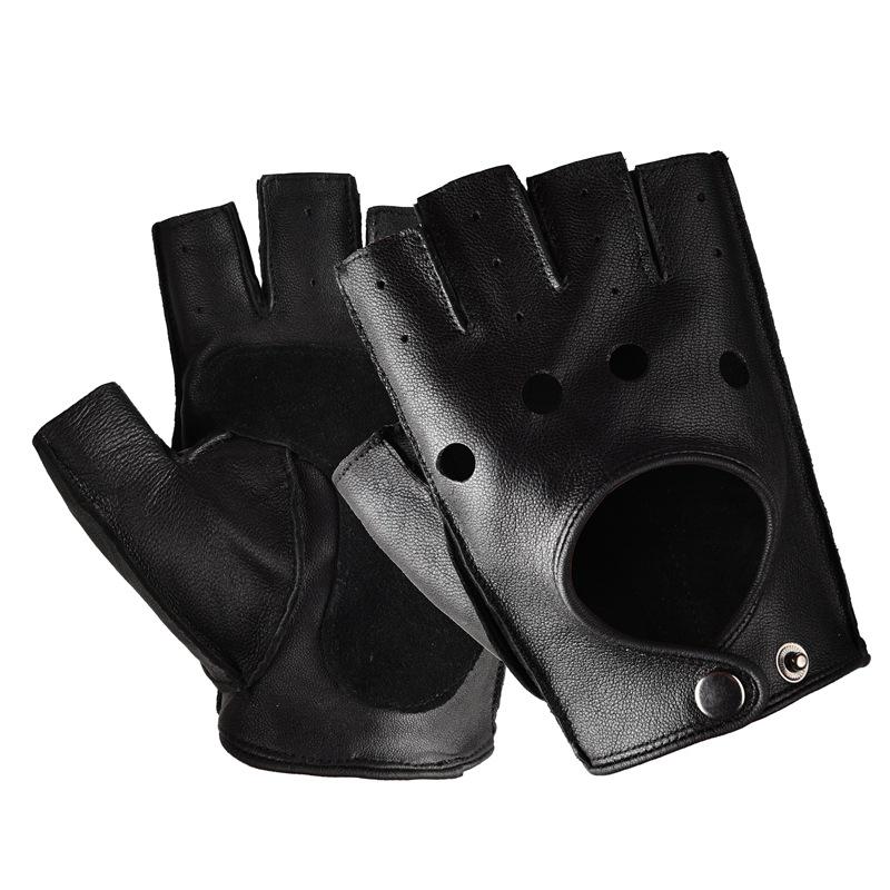 Men's & Women's Retro Half-Finger Non-Slip Cowhide Cycling Gloves for Autumn/Winter